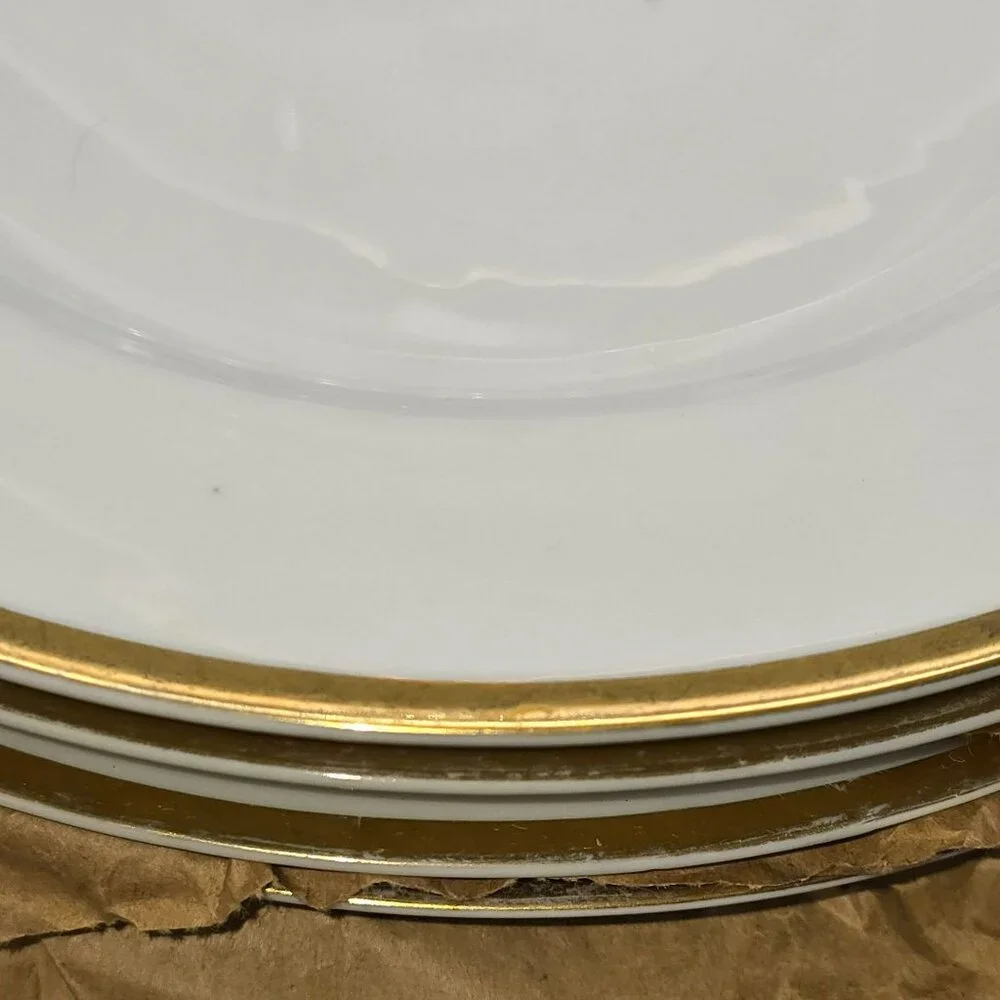 Vintage Turin Bavaria Lunch Plates White With Gold Trim 8.75